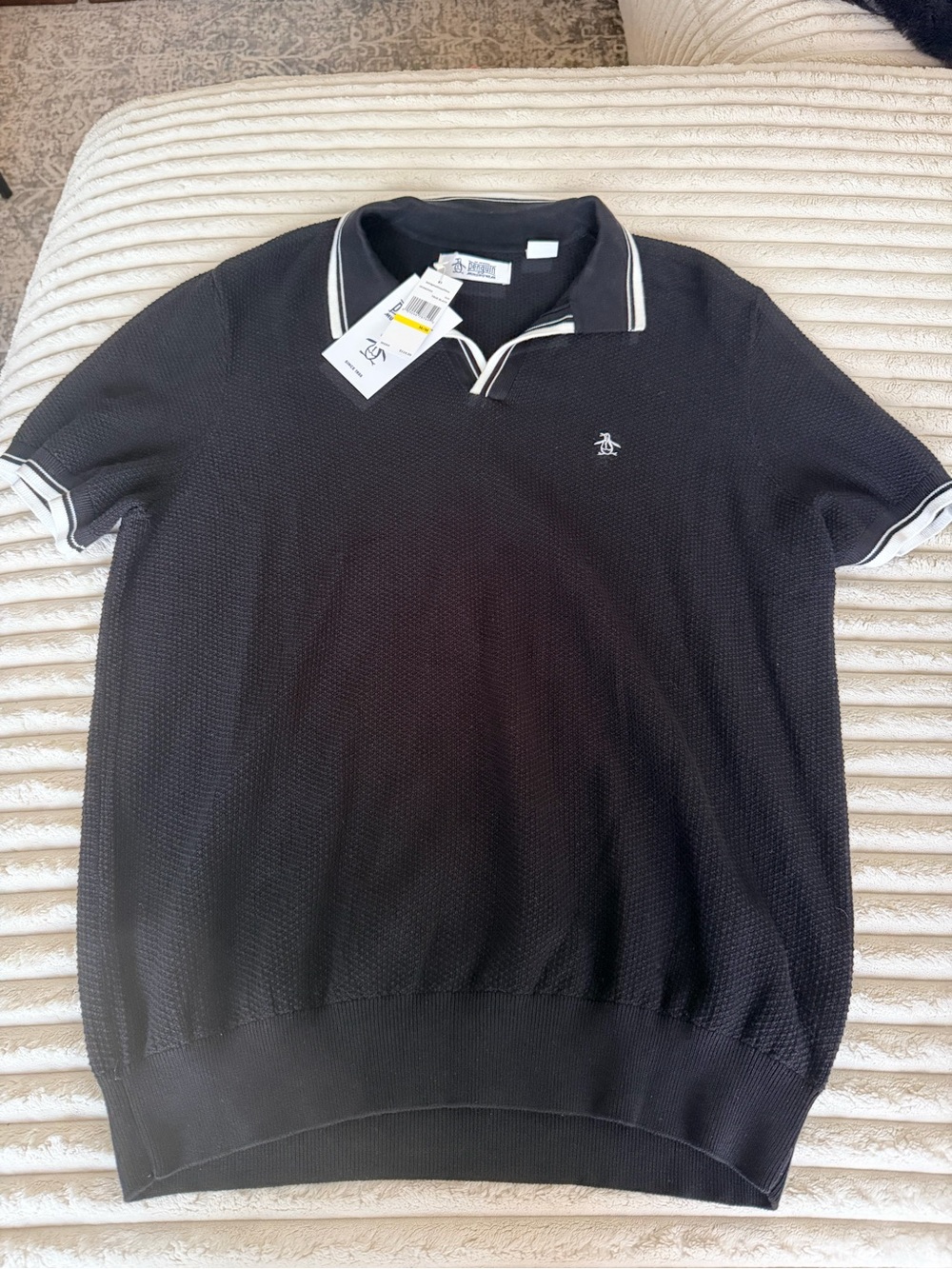 Original Penguin Black Polo with White Trim - Picture 2 of 7